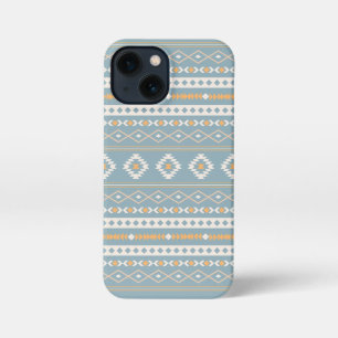 Aztec Cream Orange Blue Mixed Motif Pattern iPhone 13 Mini Case