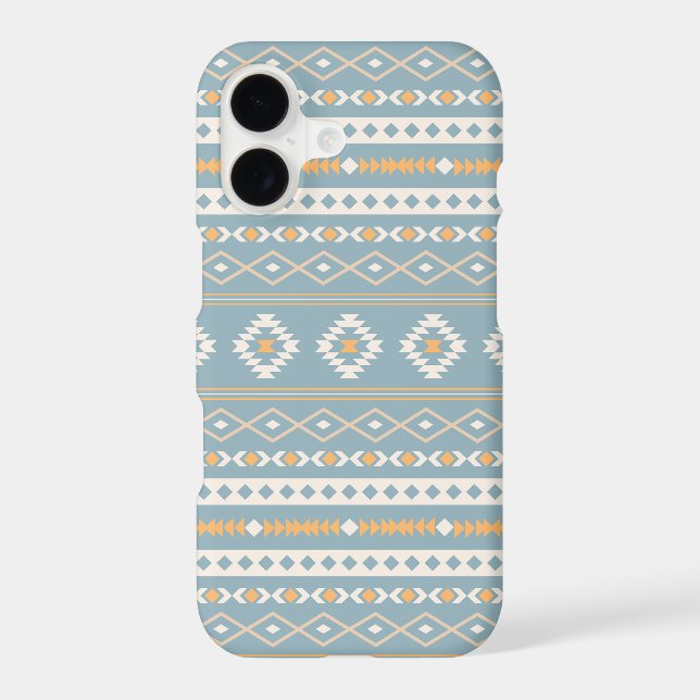 Aztec Cream Orange Blue Mixed Motif Pattern iPhone Case (Back)
