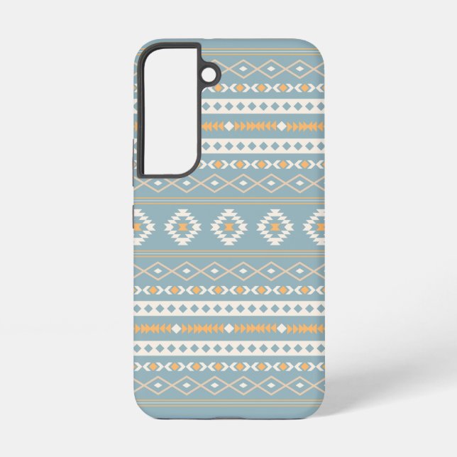 Aztec Cream Orange Blue Mixed Motif Pattern Samsung Galaxy S22 Case (Back)