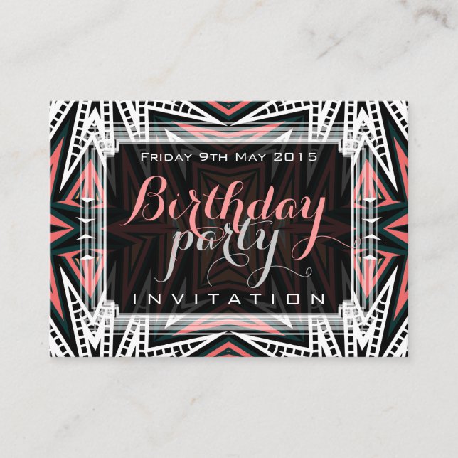 Aztec Desert Modern Tribal Art Mini Invitations (Front)