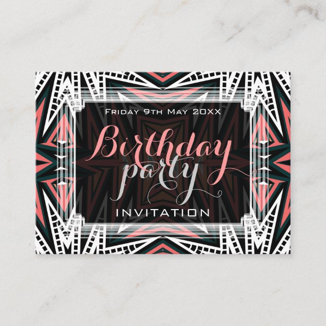 Aztec Desert Modern Tribal Art Mini Invitations (Front)