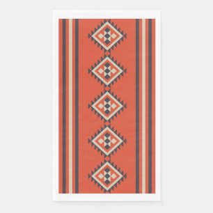 Aztec design in orange, beige and blue colours napkin