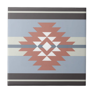 Aztec design in pink and blue colors ceramic tile
