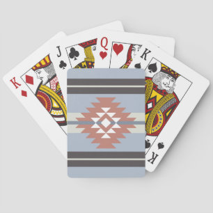 Aztec design in pink and blue colours playing cards