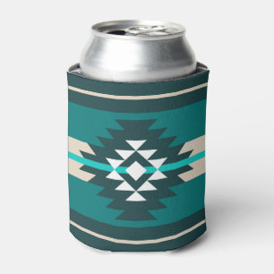 Aztec design in turquoise colour can cooler