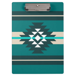 Aztec design in turquoise colour clipboard
