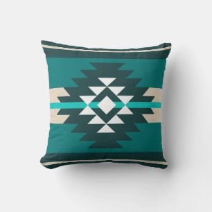Aztec design in turquoise colour cushion