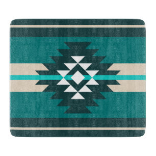 Aztec design in turquoise colour cutting board