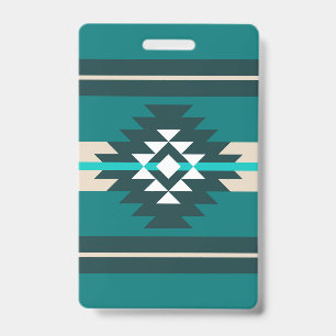 Aztec design in turquoise colour ID badge