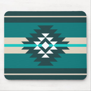 Aztec design in turquoise colour mouse pad