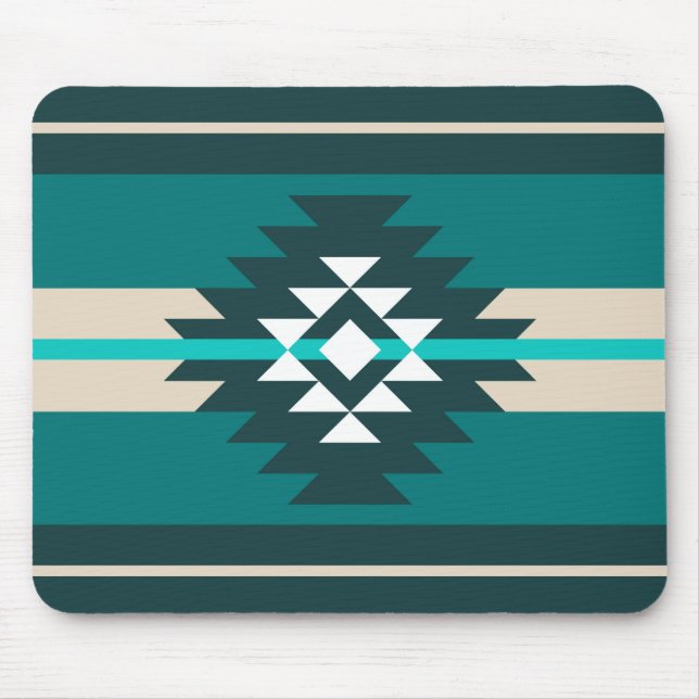 Aztec design in turquoise colour mouse pad (Front)