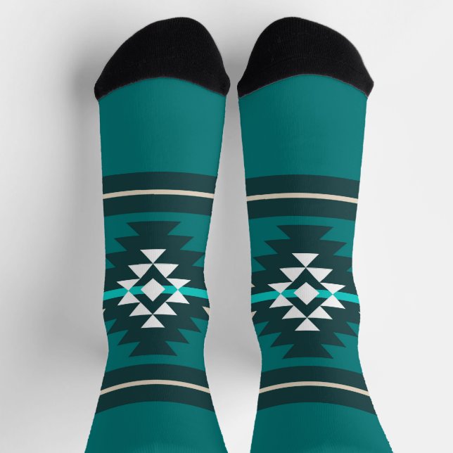 Aztec design in turquoise colour socks (Top)