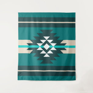 Aztec design in turquoise colour tapestry