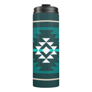 Aztec design in turquoise colour thermal tumbler
