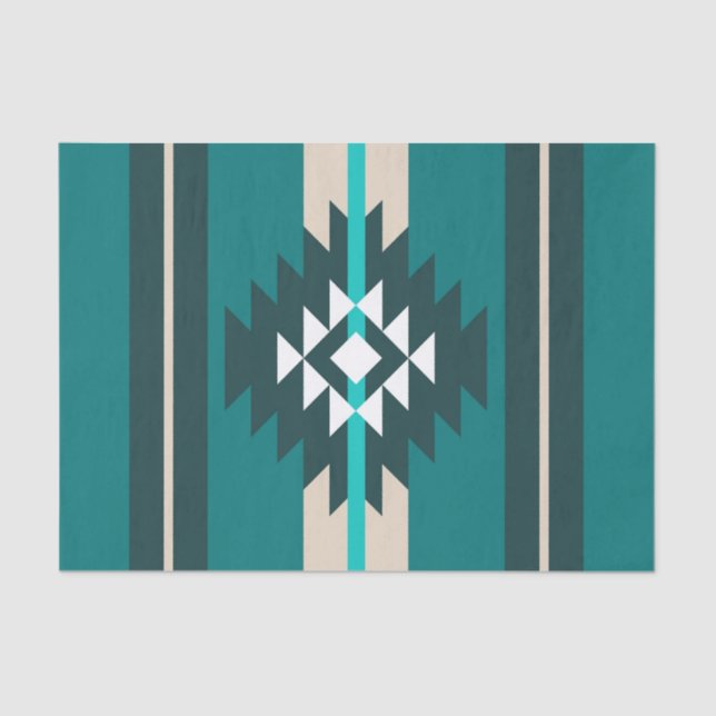 Aztec design in turquoise colour tissue paper (Front)