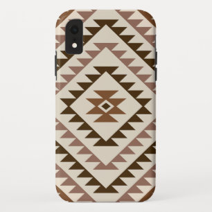 Aztec Diamond Motif Design Browns+Cream iPhone XR Case