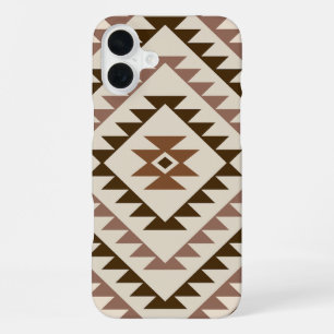 Aztec Diamond Motif Design Browns+Cream iPhone 16 Plus Case
