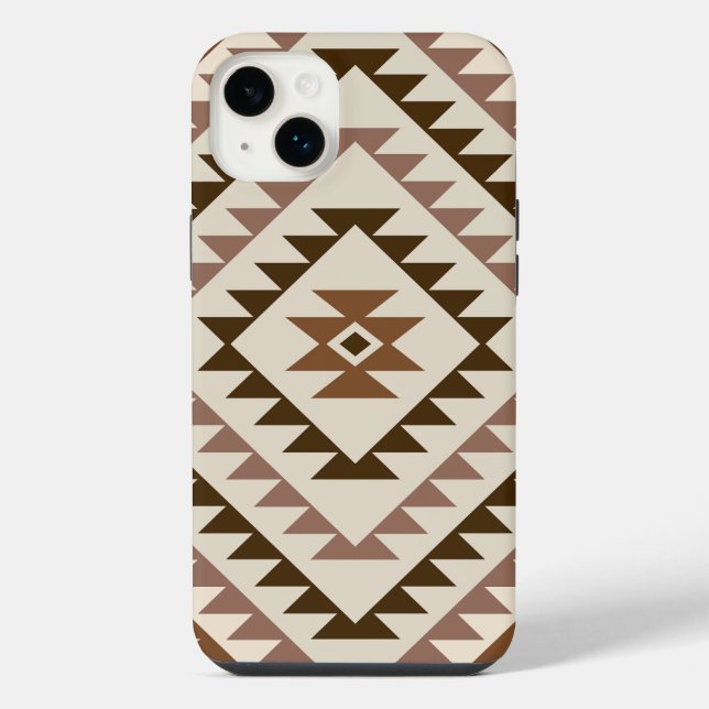 Aztec Diamond Motif Design Browns+Cream iPhone Case (Back)