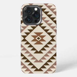 Aztec Diamond Motif Design Browns+Cream iPhone 13 Pro Case