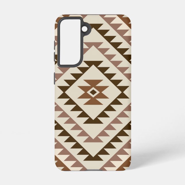 Aztec Diamond Motif Design Browns+Cream Samsung Galaxy S21 Case (Back)