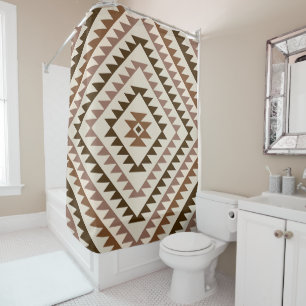 Aztec Diamond Motif Design Browns+Cream Shower Curtain
