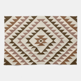 Aztec Diamond Motif Design Browns+Cream Tea Towel