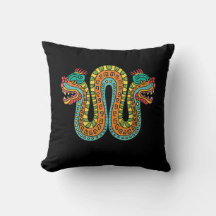 Aztec Double Headed Serpent Snake Mexico Art Cushion