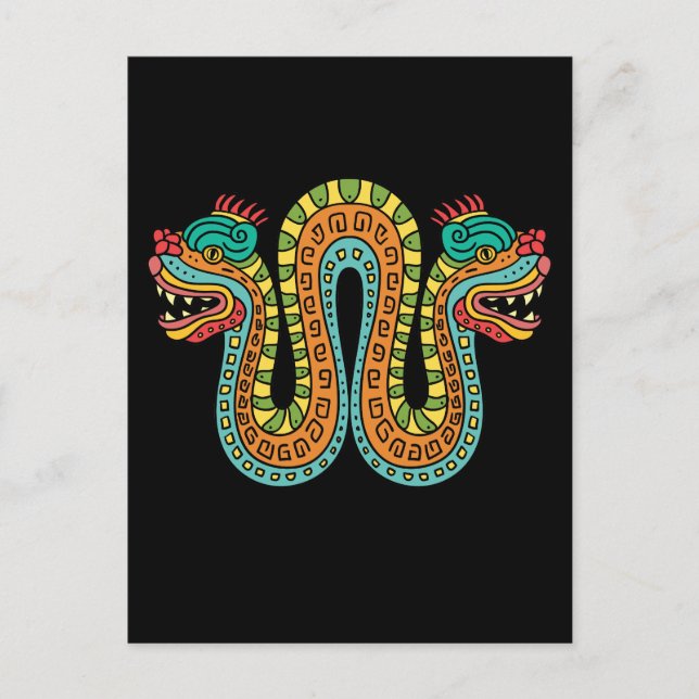 Aztec Double Headed Serpent Snake Mexico Art Postcard (Front)
