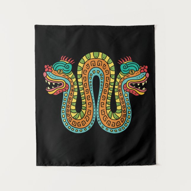 Aztec Double Headed Serpent Snake Mexico Art Tapestry (Front)