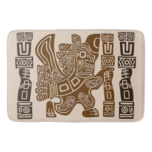 Aztec Eagle Warrior Tribal Ancient Art Bath Mat