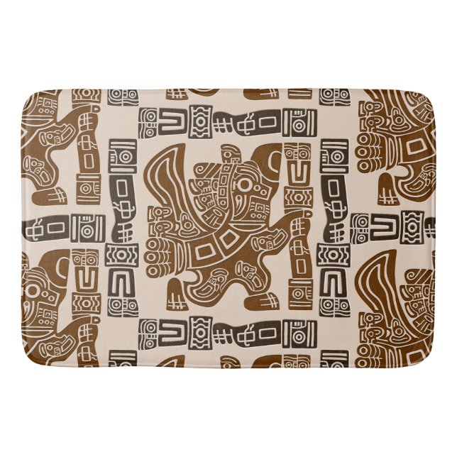 Aztec Eagle Warrior Tribal Ancient Art Bath Mat (Front)