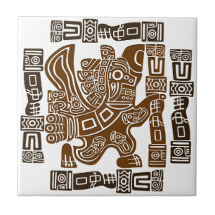 Aztec Eagle Warrior Tribal Ancient Art Ceramic Tile