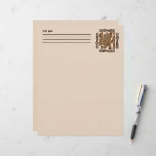 Aztec Eagle Warrior Tribal Ancient Art Custom Letterhead