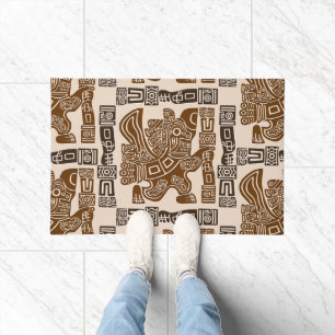 Aztec Eagle Warrior Tribal Ancient Art Doormat