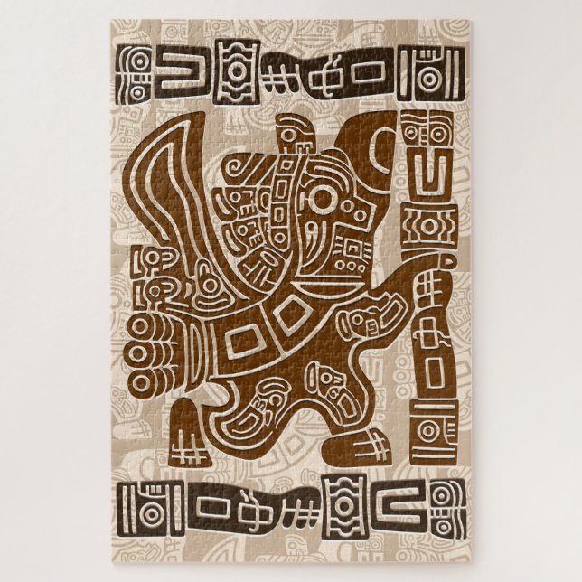 Aztec Eagle Warrior Tribal Ancient Art Jigsaw Puzzle (Vertical)