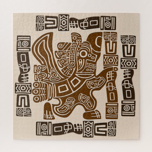Aztec Eagle Warrior Tribal Ancient Art Jigsaw Puzzle (Vertical)