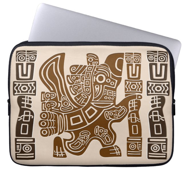 Aztec Eagle Warrior Tribal Ancient Art Laptop Sleeve (Front)