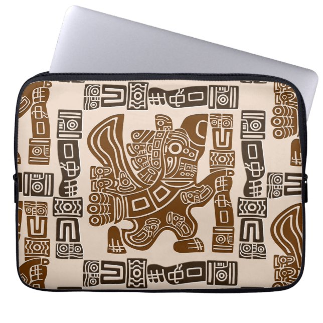 Aztec Eagle Warrior Tribal Ancient Art Laptop Sleeve (Front)