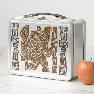 Aztec Eagle Warrior Tribal Ancient Art Metal Lunch Box