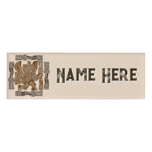Aztec Eagle Warrior Tribal Ancient Art Name Tag