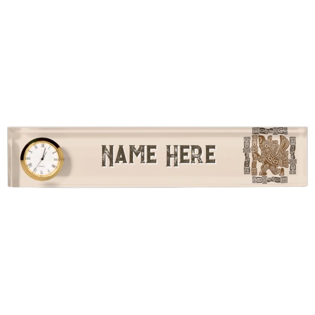 Aztec Eagle Warrior Tribal Ancient Art Nameplate (Front)