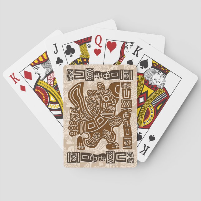 Aztec Eagle Warrior Tribal Ancient Art Playing Cards (Back)