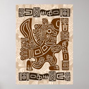 Aztec Eagle Warrior Tribal Ancient Art Poster