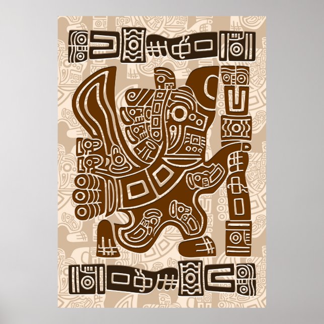 Aztec Eagle Warrior Tribal Ancient Art Poster (Front)