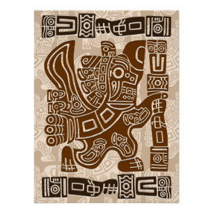 Aztec Eagle Warrior Tribal Ancient Art Poster