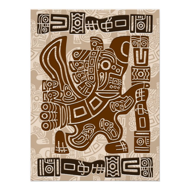 Aztec Eagle Warrior Tribal Ancient Art Poster (Front)