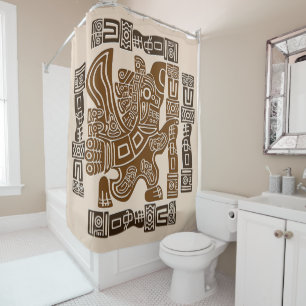 Aztec Eagle Warrior Tribal Ancient Art Shower Curtain
