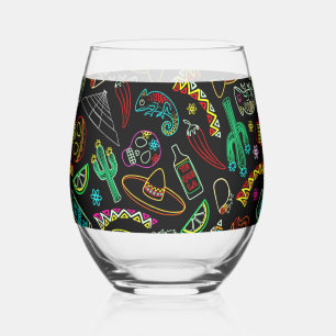 Aztec Eagle Warrior Tribal Ancient Art Stemless Wine Glass