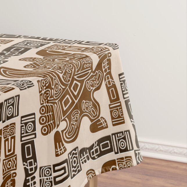 Aztec Eagle Warrior Tribal Ancient Art Tablecloth (In Situ)