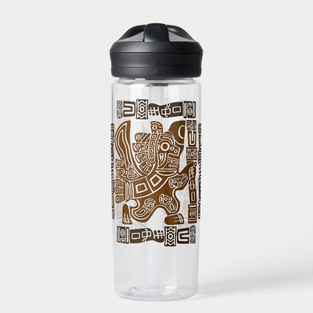 Aztec Eagle Warrior Tribal Ancient Art Water Bottle (Front)
